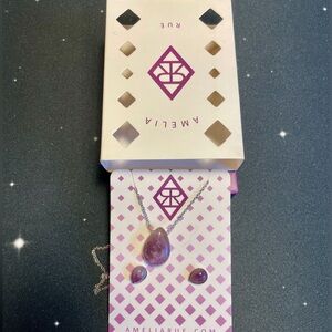 Amelia Rue Amethyst Earrings and Necklace Set.